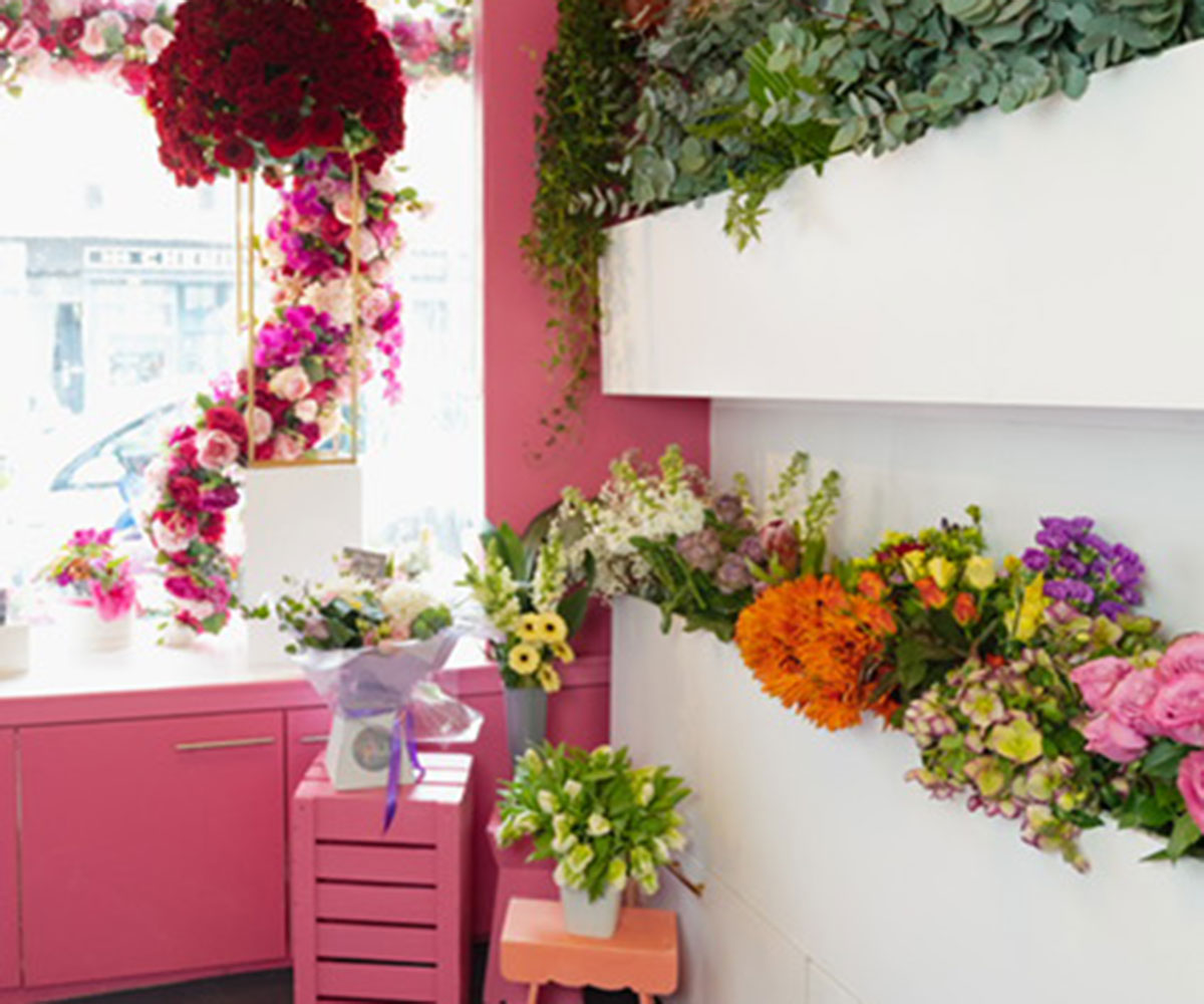 Inside the Petals Flowers shop in Glasgow
