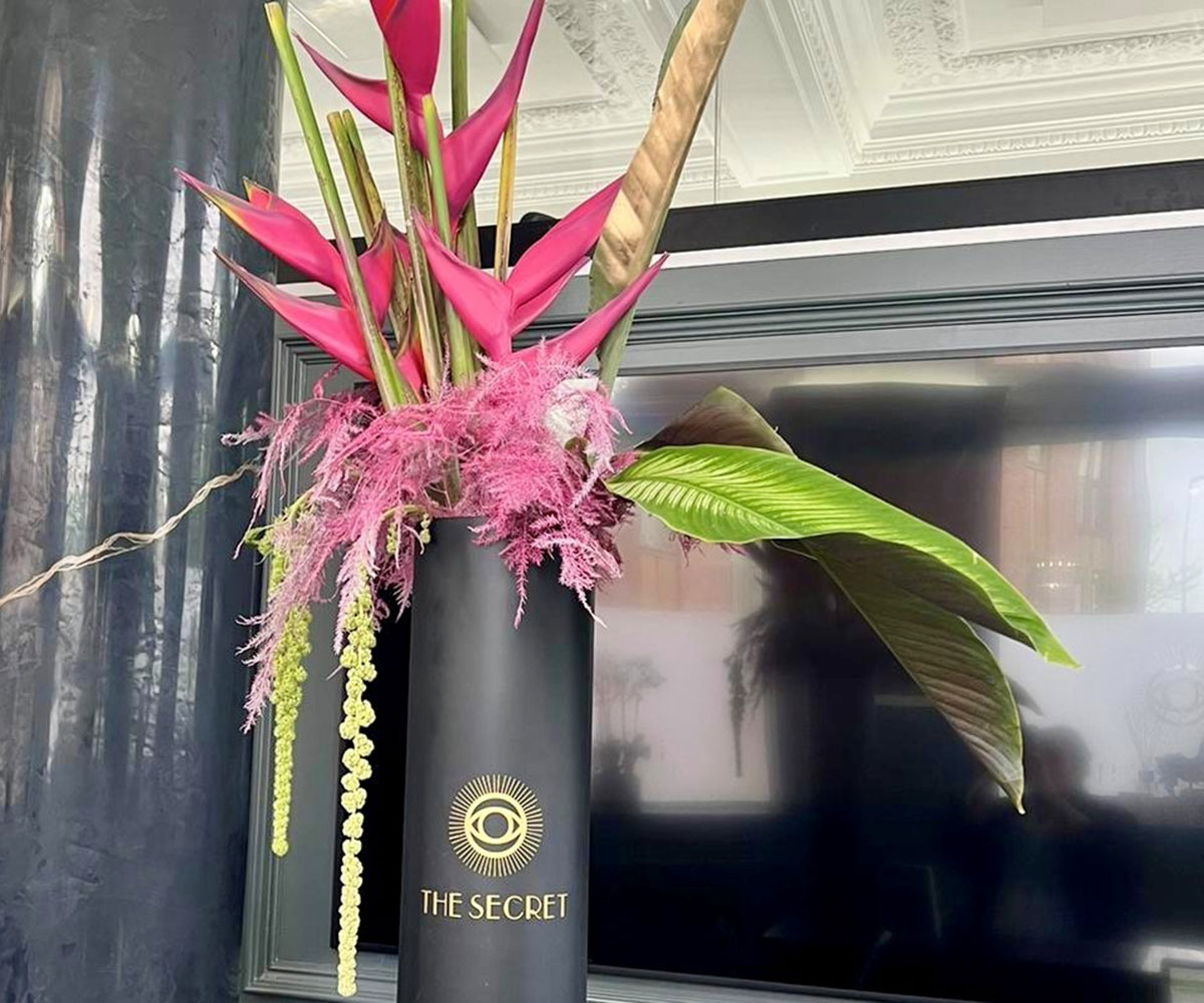 Corporate floral display in a business setting