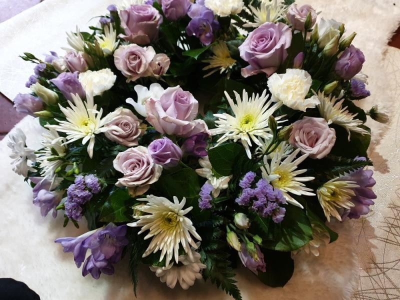 Lilac and Cream Funeral Wreath
